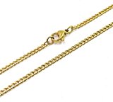 #6: ( 京都 おかげさまで） ステンレス チェーン 喜平 ゴールド ネックレス チェーン 金色 2.1MM 40CM 45CM 50CM 55CM 60CM (45)