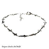 #5: 【BLUE GEMS】 ステンレス アレルギーフリー アンクレット メンズ 十字架 クロス ;AMOAK-009