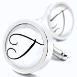 #6: MFYS Jewelry (全26種)ファッション アクセサリー シルバー 名前 イニシャル 英字 アルファベット カフス（カフスボタン・カフリンクス）【専用収納ケース付き】 (T)