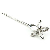 #8: [ATK21] 大人可愛い フラワー 花 クリスタル ラインストーン ストーン ヘアピン ピン アメピン アメリカピン 髪どめ まとめ髪 ヘアーアクセサリー (シルバー)