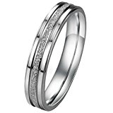 #9: JewelryWe 4mm ジュエリー ファッション アクセサリー レディースリング, セットカップル指輪, クラシック シンプル, 婚約, 結婚, ステンレス, カラー:シルバー(銀);[ギフトバッグを提供]- [レディース13号]