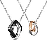 #10: ペアネックレス カップル ペンダント Love Life 刻印 2連 リング ステンレスペアルック2個セット Starcock