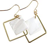 #5: 【Ｃｕｉｒｅ】（キュイール）　ピアス　 スクエアピアス　シェルデザイン　天然貝殻 フックピアス