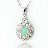 #5: 【鑑別書付き】 大粒 1ctup 天然 レインボー オパール リーフ ペンダント ネックレス 10月 誕生石