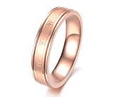 #7: ローマ数字 指輪 滑らか Love リング サージカルステンレス ジュエリー クールデザイン ペアリングとしてもOK [ピンクゴールド/Pink Gold] (9号)