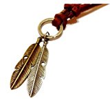 #3: 【ノーブランド】 羽根 翼 ペンダント メンズ ネックレス 長めの革ひも メンズアクセサリー