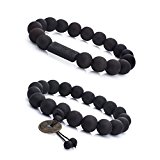#10: Jstyle[ジェイスタイル]　2点セット　木製　ブラック　メンズ　ブレスレット　数珠　念珠　ブレスレット　腕輪　お守り　アクセサリー　金運　安全　内週：17cm