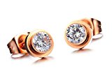 #8: 上品な輝き 一粒 Czダイヤモンド ピアス 18金ピンクゴールド仕上げ サージカルステンレス ジュエリー レディース [アレルギー対策] Pink Gold 両耳用