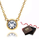 #4: lapisia heart 0.5ct ジルコニア 一粒 ベゼル ネックレス プレゼント ラッピング 済み 選べる3カラー医療用ステンレス アレルギー対応 スライド調整式 ゴールド