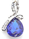 #10: 誕生石風 9種類 天使 の 泪 を イメージした ティアドロップ 型 ペンダント 付 ネックレス (サファイア)
