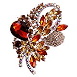 #5: 【ノーブランド 品】キラキラ　オレンジ宝石　ラインストーン　　ブローチピン　女性ジュエリー　贅沢　花形