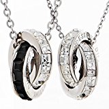 #2: Strength ブリリアント カット CZ ペア (ブラック、クリア) ネックレス サージカルステンレス (＋ 収納ケース、お手入れクロス) ジルコニア プレゼント 恋人 ゴージャス ジュエリー ファッション