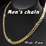 #10: 男の格上げ　日本製 8面カット　喜平 チェーン,ネックレス 太め 幅8mm 選べる長さ50or60cm,ゴールド　 金張り　made in japan　日本製 (60 センチメートル)