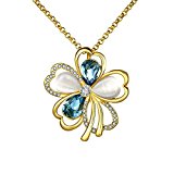 #4: キュサイ ネックレス 18K プラチナ 花モチーフ 花びら ペンダント 首飾り 水晶 誕生石 クリスタル オパール ペンダント レディース 女性 アクセサリー バレンタインデー プレゼント フラワー (イエローゴールド)