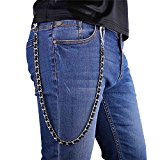 #10: U7 ウォレットチェーン レザー キーチェーン メンズ ヒップホップ アクセサリー ブラック プラチナメッキ[BC2322]