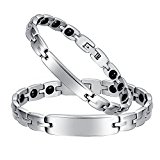 #4: ペア ゲルマニウム ブレスレット 磁気 健康 開運 お守り Power 刻印 ヘマタイト ステンレス 専用BOX付き メンズ＆レディース サイズ調節工具付属