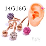 #10: （スパイシーリップス） ピンクゴールド シャインコーティング パヴェ スパイラル 軟骨ピアス ボディピアス 0288 (14Gピンク)