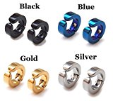 #8: ADDS イヤーカフ チタン フェイクピアス ２個セット お手入れ専用クロス付属 ユニセックス (（大）シルバー)