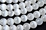 #10: 【 福縁閣 】8mm【 ホワイトキャッツアイ 】 １連（約35cm） _R1601-8/A5-4 天然石 パワーストーン ビーズ