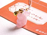 #3: ～縁結びの神様（白兎神）～ 縁結びうさぎパワーストーンストラップ（根付）【ローズクオーツ】（ストラップ：五色柄）