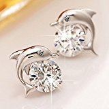 #4: LOVES（ラブズ）[専用ポーチ付き]高品質　キュートなイルカ　ピアス　 CZダイヤモンド　シルバー　ギフトに！