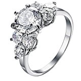 #4: PAURO　ジュエリー　レディース　ステンレス　クリスタルジルコン　指輪　ハート　アンド　アローズ　スリー石　サイズ　19