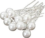 #7: パール ヘアピン 真珠 Uピン 髪飾り ヘアアクセサリー 8mm 10mm 12mm 14mm 12本セット 組み合わせ自由 (各4種12本)