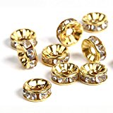 #7: 【京珠堂】高品質 ロンデル 8mm 平型 ゴールド 100個