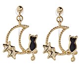 #5: アクセサリーショップピエナ ノンホールピアス ペア イヤリング ノンアレルギー ネコ ねこ 猫 黒猫 CAT シルエット 後姿 ムーン