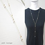 #9: petit mariage[ペティーマリアージュ] 日本製 7mm パール & メタルビーズ Y字 ロング ネックレス (ゴールド)
