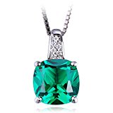 #9: JewelryPalace 3.36ct クッション 5月 誕生石 人工 ナノ エメラルド ネックレス ペンダント スターリング シルバー 925 チェーン 45cm
