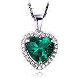 #8: JewelryPalace 女性 2.17ct 高品質 グリーン 人工 5月 誕生石 ナノ エメラルド ネックレス ハート ペンダント 可愛い 海の心 愛の証 スターリング シルバー925 チェーン 45cm