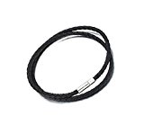 #10: 【ノーブランド品】編み込み レザー ネックレス ブラック ワンタッチ メンズ ヨーロピアン チョーカー (１本)