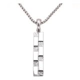 #10: SUBILAND メンズアクセサリー レディースアクセサリー ユニセックスアクセサリー プレート ネックレス チェーン ベネチアチェーン シルバー ダミエ柄 (シルバー)