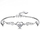 #9: J.SHINE ブレスレット シルバー925 3A ジルコン ハート型 “天使の翼” 純銀 レディース首飾り アクセサリー パーティー ドレス