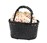 #7: 浴衣や夏の着物に似合う 巾着 竹かご 黒 バッグ 巾着取り外し可能