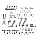 #9: 【ノーブランド 品】舌　眉　唇　腹　へそピアス　　ボディピアス　　ジュエリー　　シルバー　　1セット　85個