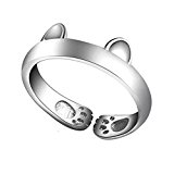 #9: [比翼堂] レディース 指輪 リング フリーサイズ「 最高 に かわいい 子 猫 指輪 」 純銀製 s925 ロジウムコーティング 高級フランネルケース付き ギフト梱包済み シルバー磨きクロス付き