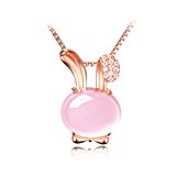 #7: [比翼堂]レディース ネックレス ローズクォーツ 「最高 に 輝く かわいい 兎 」 純銀製 SL925 18Kピンクゴールドコーティング 最高級フランネルケース付き ギフト梱包済み