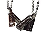 #9: ステンレス製 ペアネックレス LOVE-U (メンズ [ブラック] ＆レディース[ピンクゴールド]) ２点セット