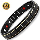 #10: ブレスレット メンズ ゲルマニウム ブレスレット マグネット パワーストーン ジュエリー メンズ あくせさりー ブレスレット バングル スーパーイオン ブラック ステンレス製 彫り