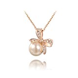 #8: 【ノーブランド品】パール リボン ネックレス ローズゴールド 真珠 EARTHER RING