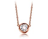 #9: KEISHIN　ピンクゴールド シンプルラウンドモチーフ　925純銀製ペンダントネックレス　一粒CZキュービックジルコニア 　あずきチェーン