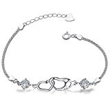 #8: CXLiy 腕輪 ブレスレット ダブルハート 幸せを願う 銀メッキ レディース アクセサリー オール 女性用 バレンタインデ 結婚式 誕生日 記念日 母の日