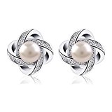 #10: B.Catcherレディースパールピアス・惑星スタッド・キュービックジルコニア・　天然真珠・シルバー925ピアス・大切な人へのギフト・誕生日・記念日・プレゼント・オフィス