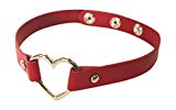 #10: レザーPUNKSチョーカー・ハート (カラー：赤)