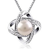 #6: B.Catcherレディースシルバー925パールネックレス・惑星ペンダント・スター・イタリアグチェーン・キュービックジルコニア・ファッションアクセサリー・ギフト・誕生日・記念日・オフィス