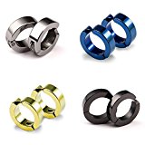 #7: フェイクピアス サージカルステンレス フープ レディース メンズ イヤーカフ イヤリング 4色 8個セット ファッション 金属アレルギー対応 フープピアス ピアス EUROKOHAKU [ユーロコハク]