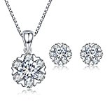 #10: JUDYの秘密 スワロフスキージルコニア採用　925純銀製　ネックレス ピアス　セット ペンダントトップ　ピアス　プレゼント　ギフト　雪の華 素敵　贅沢