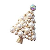 #10: ホワイトクリスマス パール風 クリスマスツリー ブローチ パーティーにも